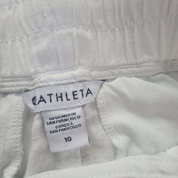 Athleta Womens 10 Cabo Linen Wide Leg Pull-On Pants White - Picture 9 of 10